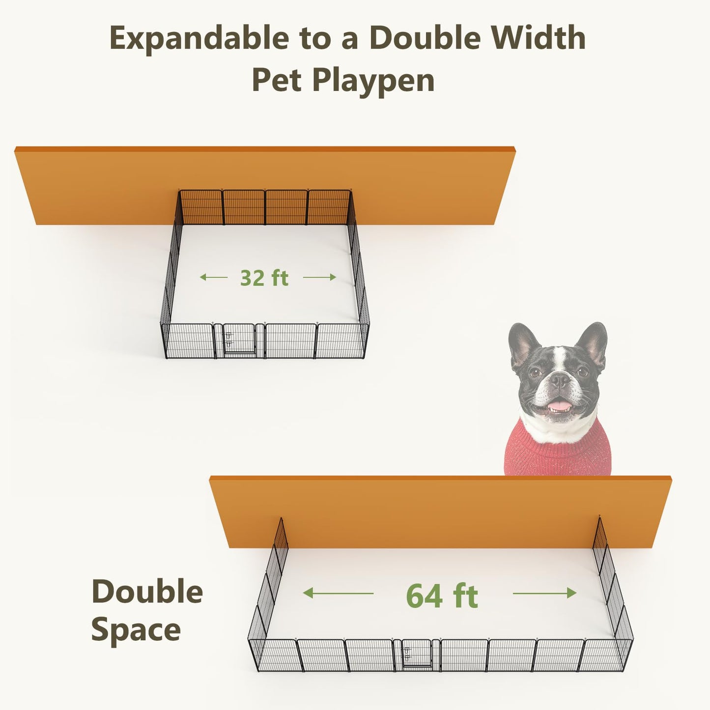 MAKE CHANGES Metal Dog Playpen - 32" Height 16 Panels Foldable Exercise Pen for Dogs Indoor/Outdoor Pen with Door for Pet Animals Portable Pet Playpen Polygon Dog Enclosure (Black)