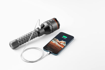 NEBO DAVINCI Flashlight & Portable Charger | Very High Lumens, Rechargeable, Waterproof Handheld Flashlight for Camping & Hunting, USB Power Bank, Variable Zoom, Includes Charging Cable