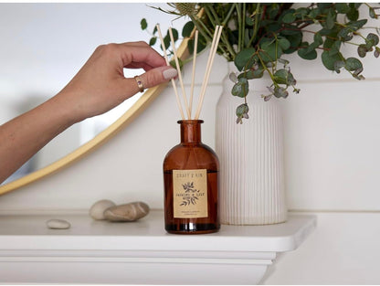 Craft & Kin Sage, Mint & Lavender Reed Diffuser | All Natural Essential Oil & 8 Rattan Scent Sticks | Reed Diffusers for Home, Bathroom | Long Lasting Home Fragrance in Amber Glass, 5.75oz