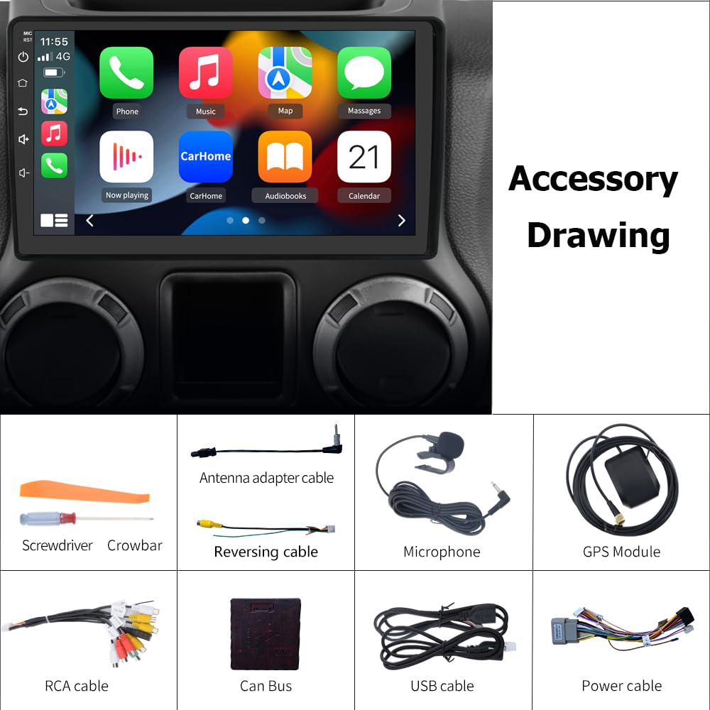 EagleNav Car Radio for Jeep Patriot Compass 2010 2011 2012 2013 2014 2015 2016, Android 13 Car Stereo with 10.1 Inch Touch Screen, 2GB+32GB, Wireless CarPlay & Android Auto