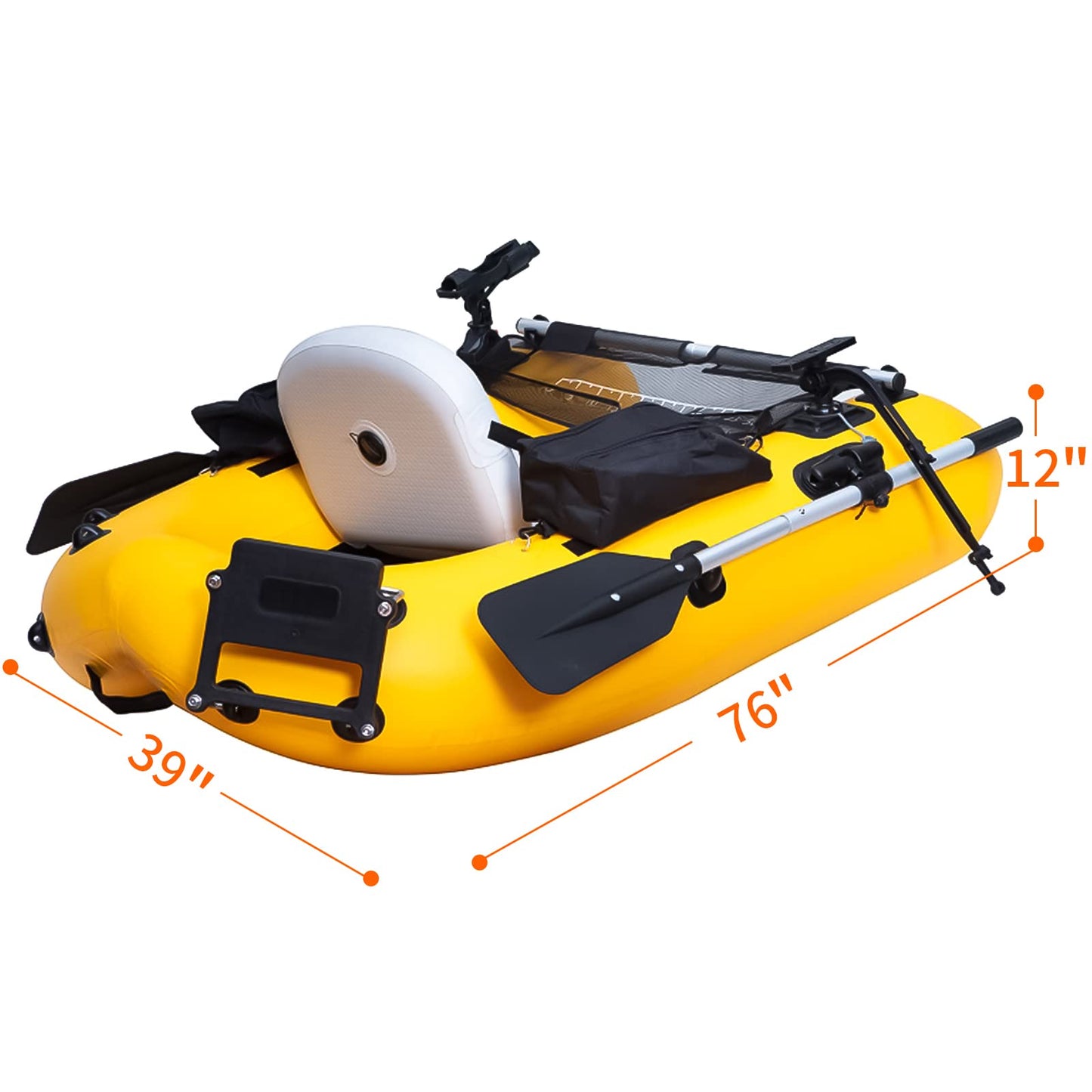 Xproutdoor Inflatable Fishing Float Tube, Belly Boat Fishing with Adjustable Backpack Straps, Storage Pockets, Fish Ruler, Pump, Oar, Float Tubes for Fishing, 350 LBS Load Capacity
