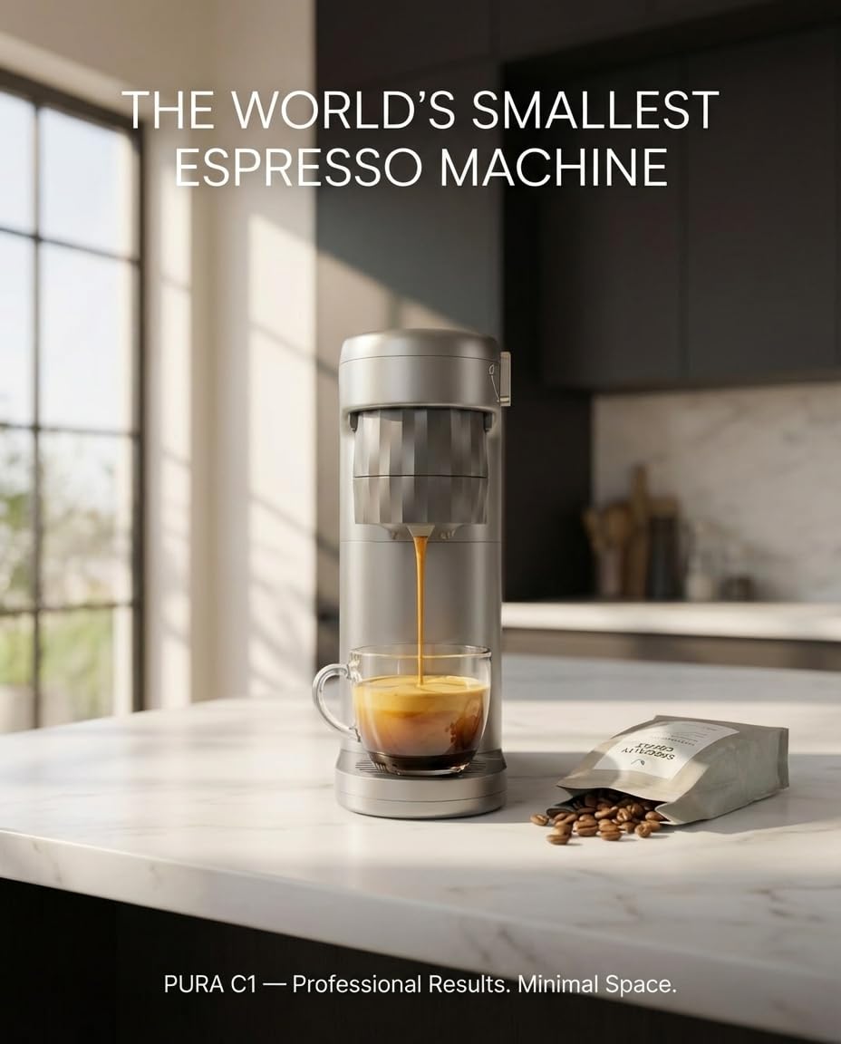 C1 Pro Compact Mini Espresso Machine with NS Capsule & Ground Coffee, Rechargeable Portable Espresso Maker, Electric Small Espresso Machine for Travel RV Car Camping Hiking Office Home with Rich Crema