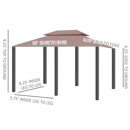Outsunny 10' x 13' Patio Gazebo, Outdoor Gazebo Canopy Shelter with Curtains, Vented Roof, Steel Frame for Garden, Lawn, Backyard and Deck, Khaki