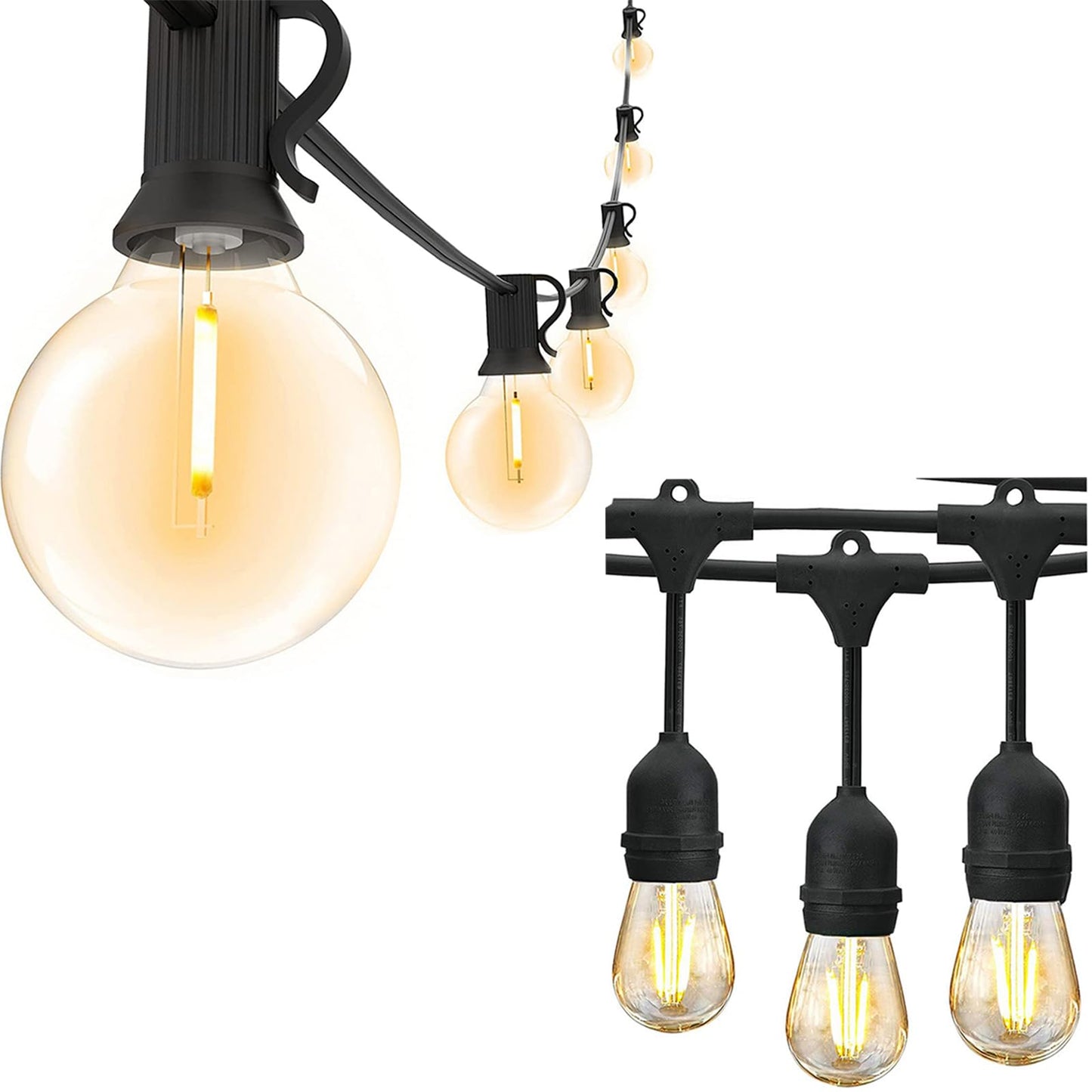 Svater 192 FT Outdoor String Lights 2W + 120 FT Patio Light with 63 Shatterproof LED Bulbs