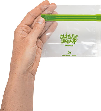 Smelly Proof 10 x Expandable Stand-Up & Fill REUSABLE Storage Bags for Food Designed & Mfg in US, NO PEVA, BPA FREE, Reusable Snack Bags, Dishwasher-Safe, Clear 3 mils STAND & FILL 6" x 4" - 10pk