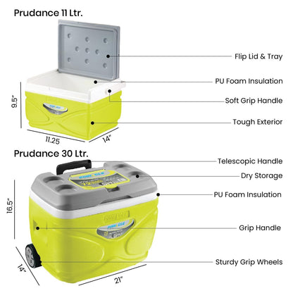 Pinnacle Thermoware Insulated Cooler Bag with Wheels, 11 Liters, Green, Polyurethane