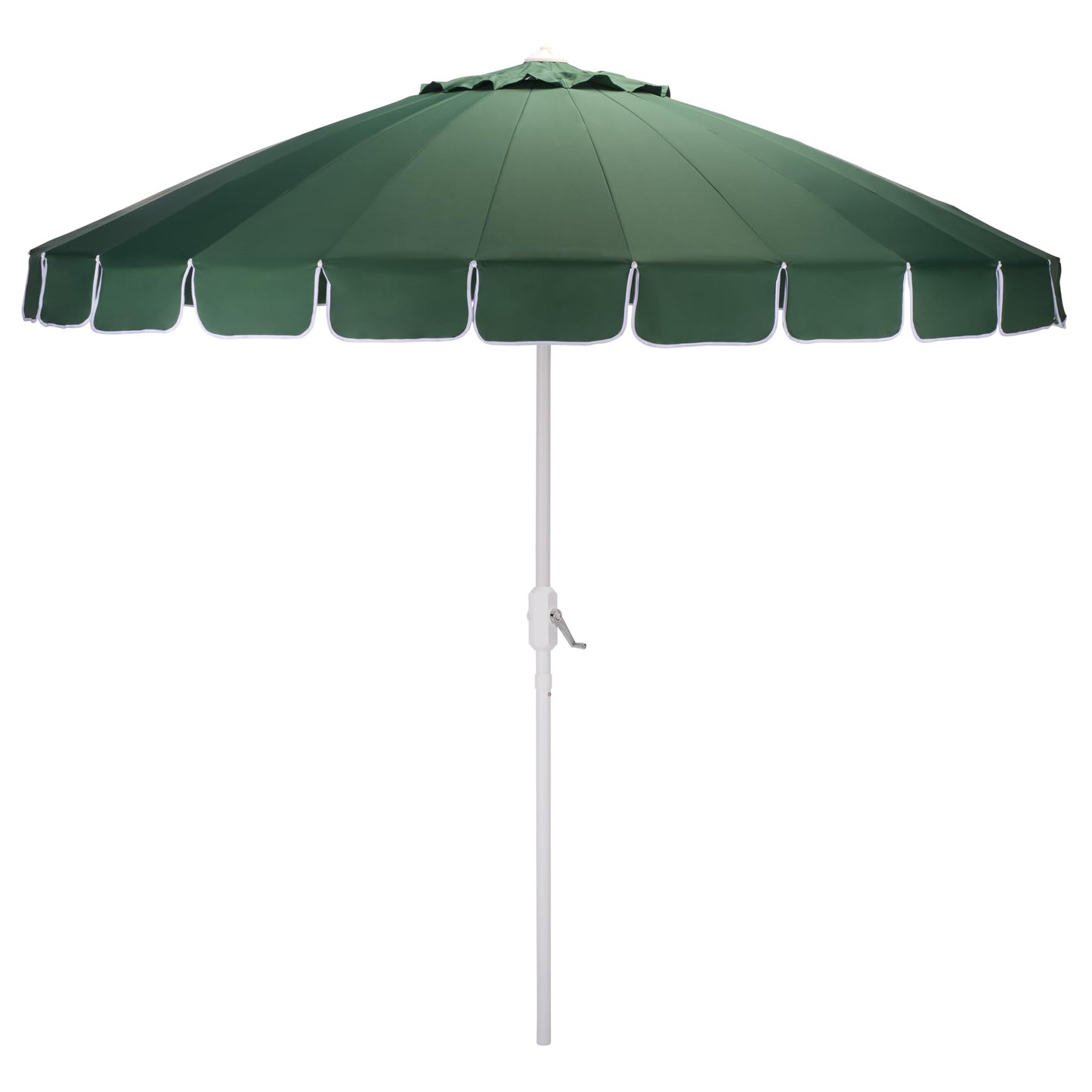 SAFAVIEH Outdoor Patio Furniture Collection – Panza 9 Ft Crank Patio Umbrella, Green & White Pole, Market Umbrella with Crank Lift (PAT8026H)