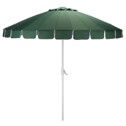 SAFAVIEH Outdoor Patio Furniture Collection – Panza 9 Ft Crank Patio Umbrella, Green & White Pole, Market Umbrella with Crank Lift (PAT8026H)