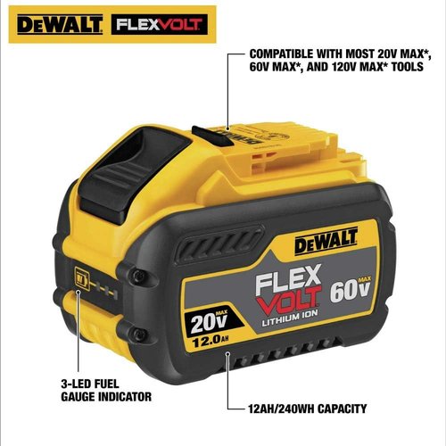 DEWALT FLEXVOLT 20V/60V MAX* 12.0-Ah Battery - High Capacity Power for Tools