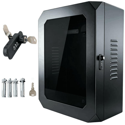 HAVXJAN EV Charger Enclosure Wall Box with Lock, Wall Charging Station Box Indoor/Outdoor, Tempered Glass Front Panel,Visible, Easy to Install, Black