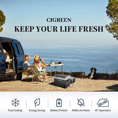 CIGREEN 12V Car Refrigerator 38 Quart (36L) Portable Refrigerator Dual Zone Two Doors -4℉-50℉ Electric Cooler Car Fridge Portable Freezer with 12/24V DC for RV Camping Travel Truck Outdoor Home use