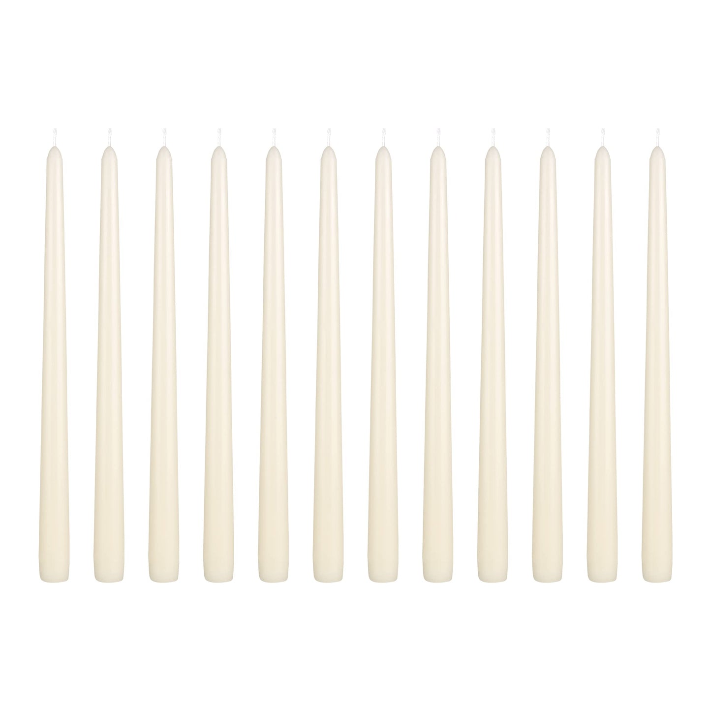Mega Candles 12 pcs Unscented Ivory Taper Candles, Hand Poured Wax Candle 12 Inch x 7/8 Inch, Home Décor, Wedding Receptions, Centerpieces, Occasions, Events, Romantic Dinners, Prayer, Holders