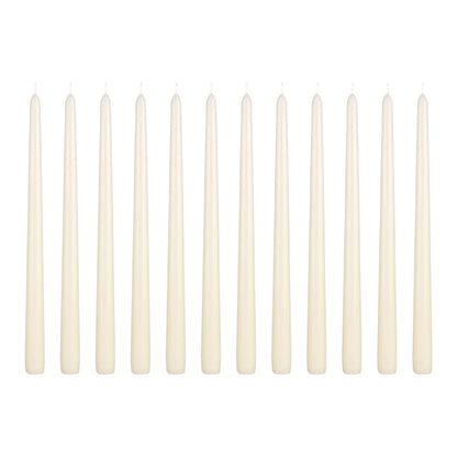 Mega Candles 12 pcs Unscented Ivory Taper Candles, Hand Poured Wax Candle 12 Inch x 7/8 Inch, Home Décor, Wedding Receptions, Centerpieces, Occasions, Events, Romantic Dinners, Prayer, Holders
