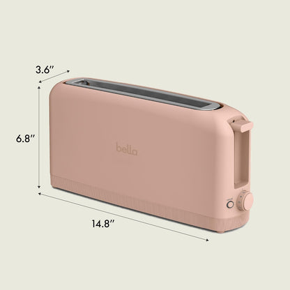 Bella 2 Slice Slim Toaster - 6 Setting Shade Control, Reheat & Cancel Buttons | Fits 10” Long Sourdough, Blossom Color