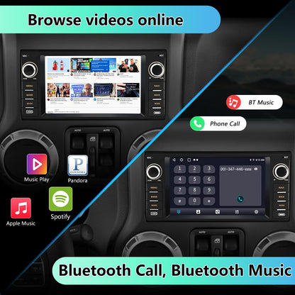 EagleNav Car Radio for Jeep Wrangler JK/Chrysler/Dodge RAM, 7 Zoll Touch Screen, Android 13, 4GB RAM 64GB ROM, Wireless CarPlay & Android Auto, Bluetooth, WiFi, AM/FM Radio