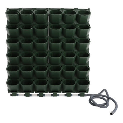 Wall Mounted Vertical Garden Planter, 6 Row 36 Plant Grow Pots, Wall Mounted Vertical Garden Planter with Irrigation System, Indoor Outdoor Flower Pot Holder - Indoor Outdoor Green Wall Decoration