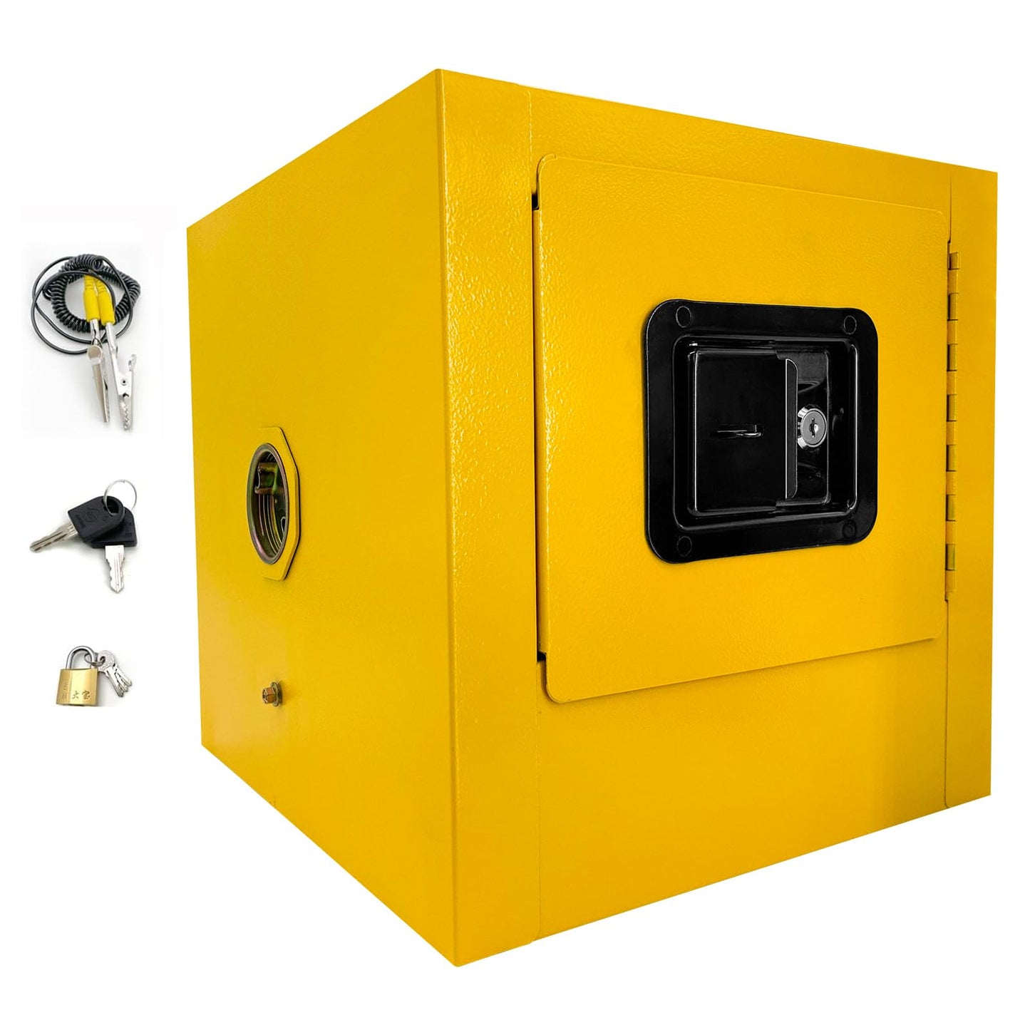 Qrooviiy Flammable Safety Cabinet,13"x13"x13" Safety Storage Cabinet,Flammable Cabinet Galvanized Steel Explosion Proof,Flammable Welded Bin Fireproof for Industrial Use - 2Ga
