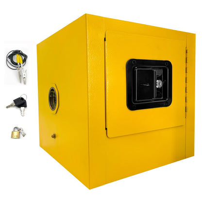 Qrooviiy Flammable Safety Cabinet,13"x13"x13" Safety Storage Cabinet,Flammable Cabinet Galvanized Steel Explosion Proof,Flammable Welded Bin Fireproof for Industrial Use - 2Ga