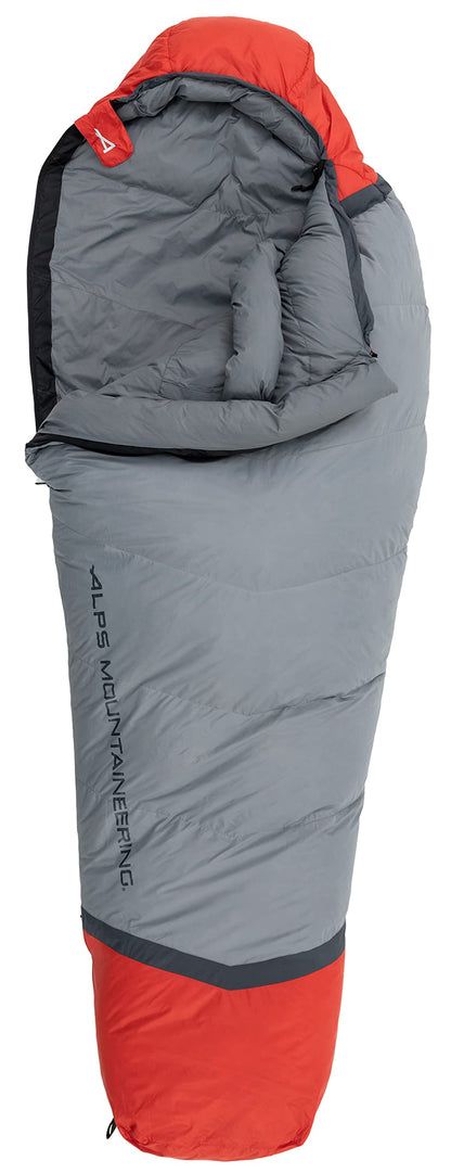 ALPS Mountaineering Zenith +30° Mummy Sleeping Bag, Regular - Gray/Red, New