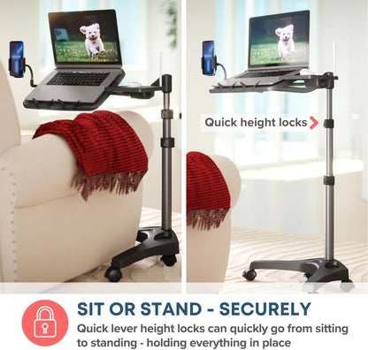 LEVO G2 V16 Mobile Laptop Stand Desk Rolling Cart Adjustable with Mouse Tray