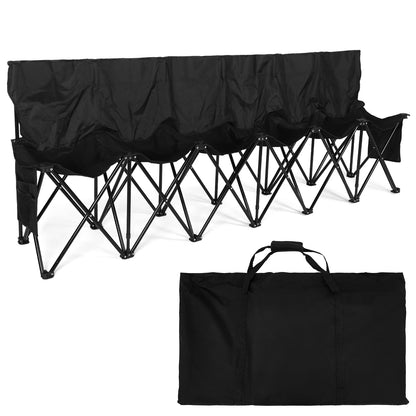 Kigley 6 Seats Folding Soccer Bench Chair Portable Team Sports Sideline Bench for Football Camp Travel Events Outdoor Seating with Storage Bag(Black)