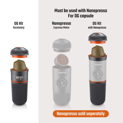 WACACO Nanopresso with Protective Case & DG Capsule Kit Bundle - Portable Espresso Maker for Ground Coffee and DG Capsules