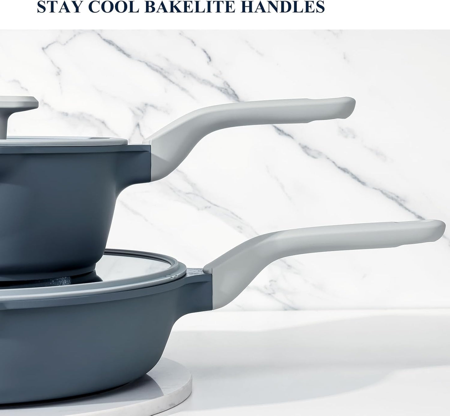 PRICUSIS Nonstick 2 Quart Saucepan with Lid - Ceramic, Non-Toxic, Induction Compatible, Pour Spouts