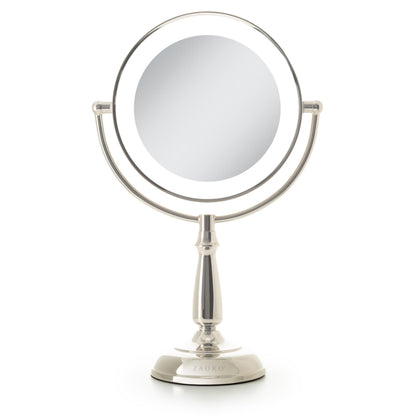 Zadro Makeup Mirror with Lights and Magnification Dimmable Touch LED Lighted Makeup Mirror with Magnification 5X/1X, 17.5" H x 11" W (Polished Nickel)