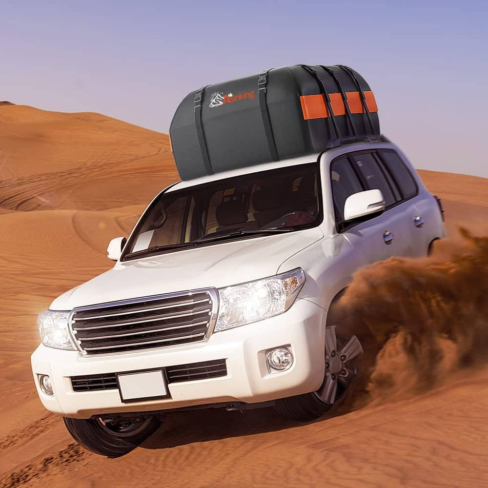 Car Rooftop Cargo Carrier Bag, Asinking 22 Cubic Feet Waterproof Tear-Resistant Car Roof Bag for All Vehicle with/Without Racks - Non-Slip Mat, 6 Door Hooks, 2 Extra Straps, Luggage Lock