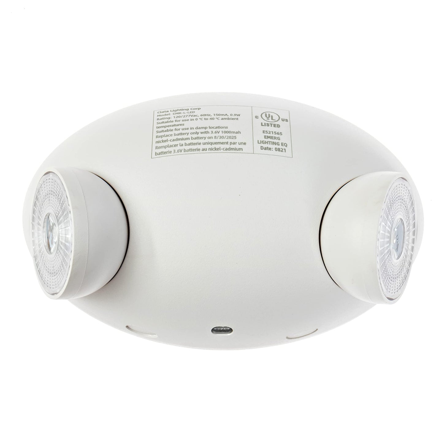 Ciata Lighting Round Head Emergency Wall Light with Battery Back-up, 120-277V, Two Head Adjustable Emergency Lighting Commercial, for Home in White Finish - 6 Pack