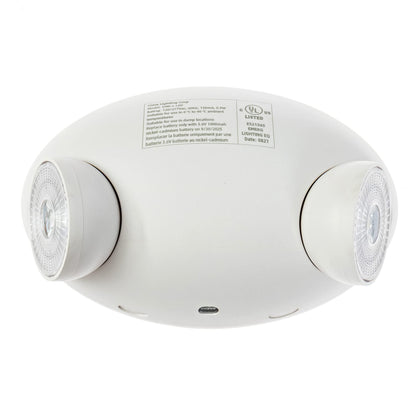 Ciata Lighting Round Head Emergency Wall Light with Battery Back-up, 120-277V, Two Head Adjustable Emergency Lighting Commercial, for Home in White Finish - 6 Pack