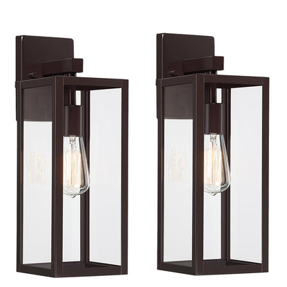 Faymart Outdoor Sconce Lights, 18 Inch Metal and Glass Wall Lantern, Oil Rubbed Bronze, 2 Pack for Porch Garage Balcony