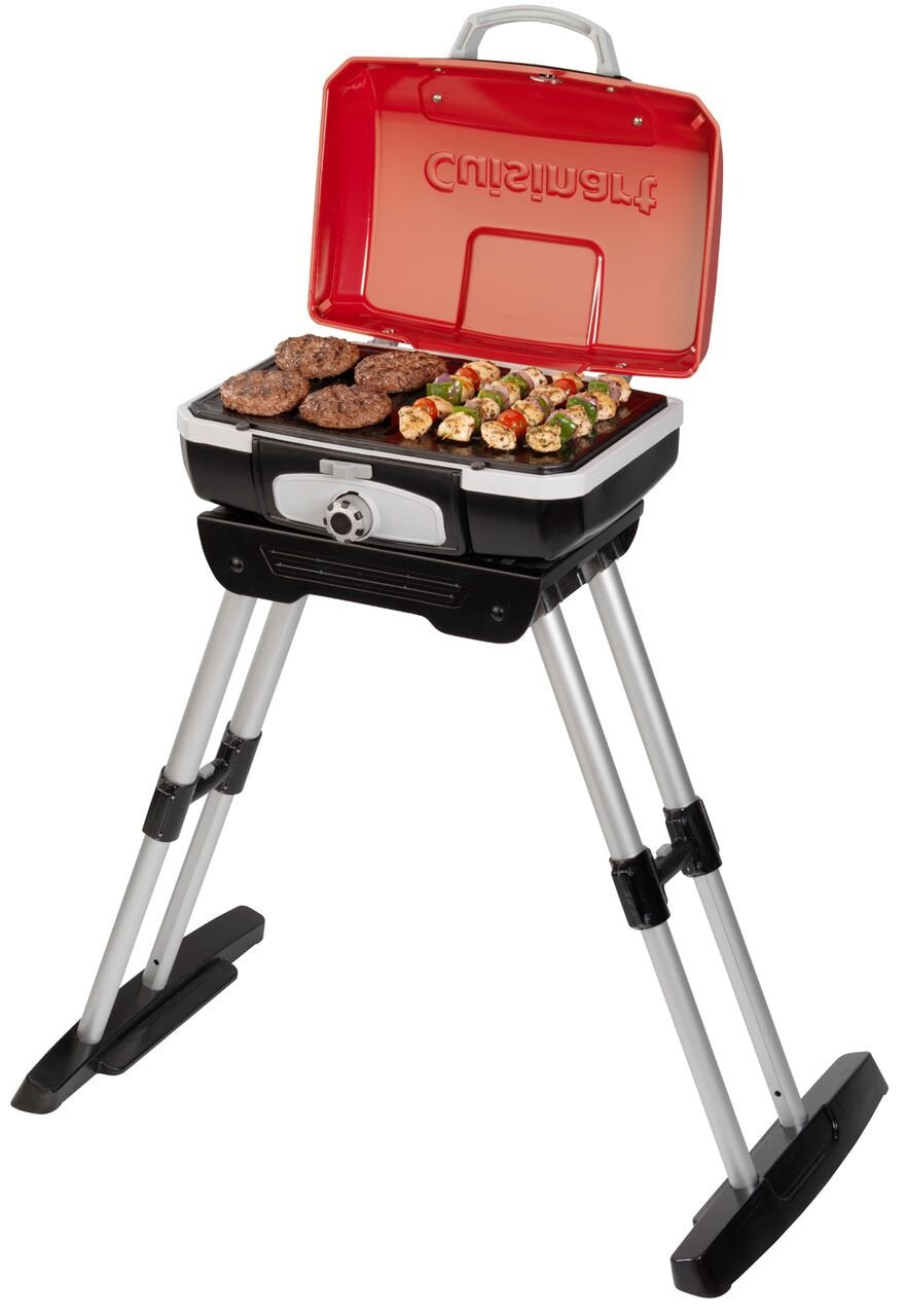 Cuisinart Petite Gourmet Portable Gas Grill with VersaStand, Compact Portable Grill Propane, 150 Sq. In. Cooking Surface, 5,500 BTU Burner Small Gas Grills for Camping, BBQ, Adjustable Base, Handles