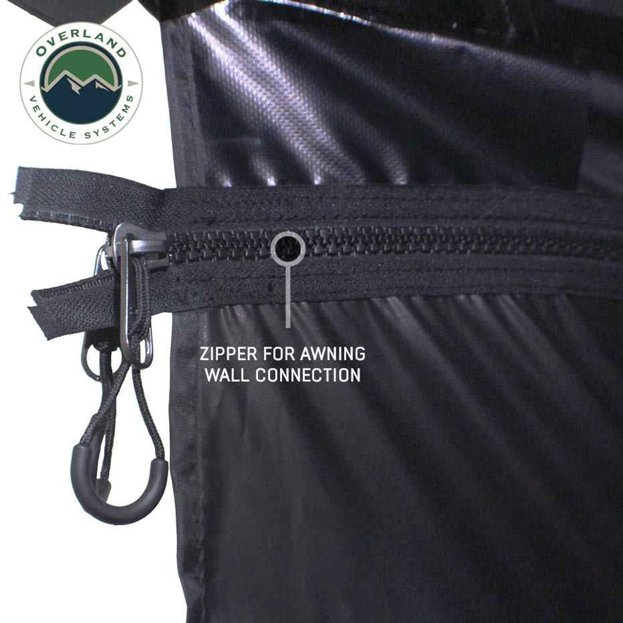 Overland Vehicle Systems XD Nomadic 180 Awning Wall with Windows - 320G Poly Cotton Rip Stop Black Out Matierial - Zipper Attachment Method