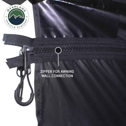 Overland Vehicle Systems XD Nomadic 180 Awning Wall with Windows - 320G Poly Cotton Rip Stop Black Out Matierial - Zipper Attachment Method