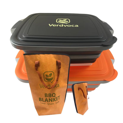 Verdvoca 2Pcs XXL Collapsible BBQ Prep Tubs w/Cutting Board and Lid &1 Pcs 21 Inch Pro Tyvek Brown BBQ Blanket for Resting Meat