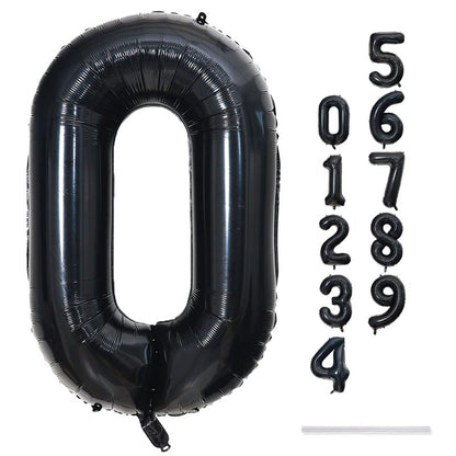 Black Number 0 Balloon for Girls Boys, 40 Inch Large Number 0-9 Foil Mylar Helium Digital Balloons Set for Women Men Birthday Graduation Anniversary New Year Eve Party Decorations Celebration Supplies