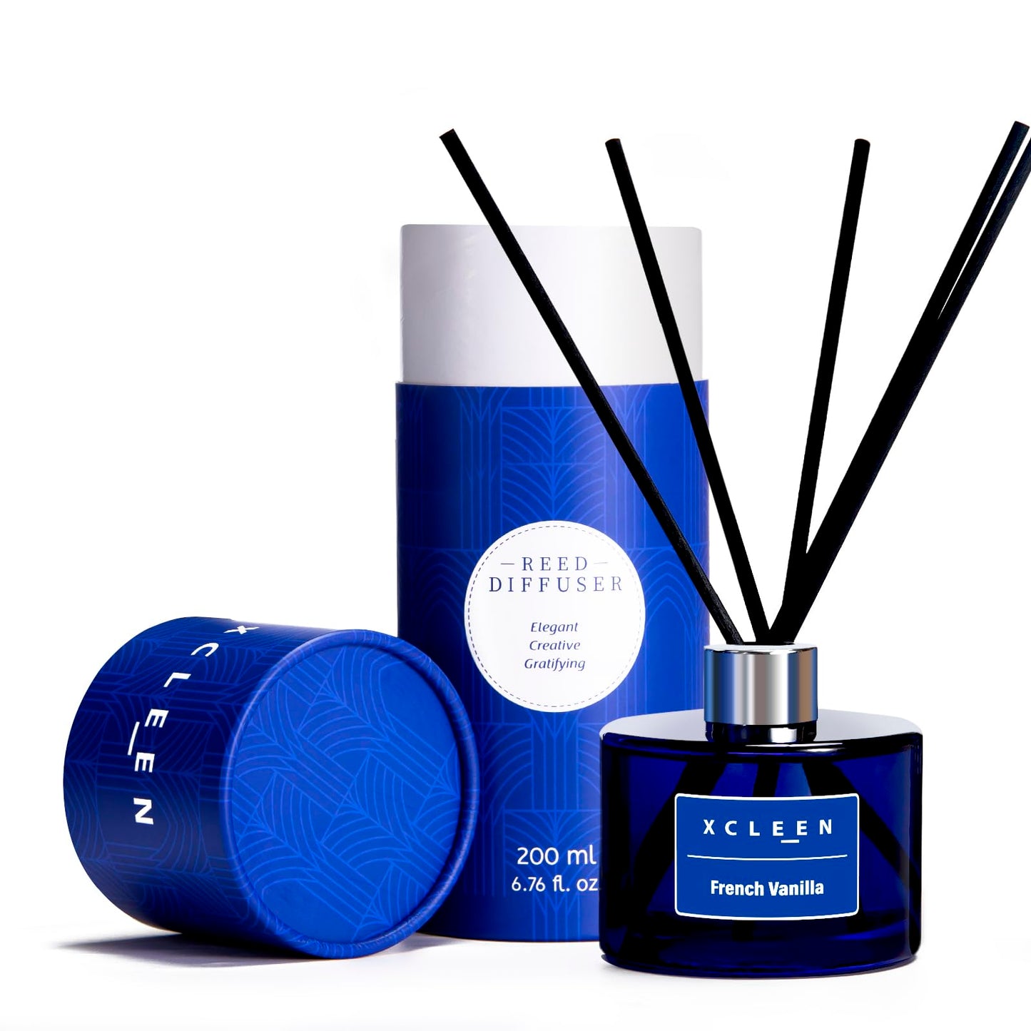 Reed Diffusers Set, 3.7 Oz Scent Diffuser, 6 Reed Diffuser Sticks, Home Fragrance Hyacinth, Peony & Citrus, Aromatherapy Oil Diffuser Reeds, More Masculine Scent, Bathroom & Office Decor 110ml