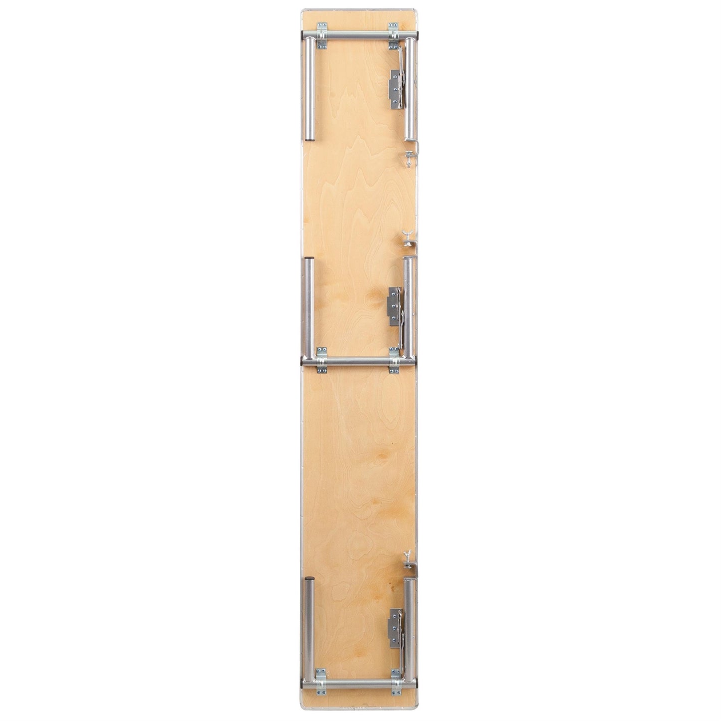 Flash Furniture Amara 72" x 12" x 12" Birchwood Bar Top Riser with Folding Silver Legs, Wooden Foldable and Portable Riser for Event and Bar Tables