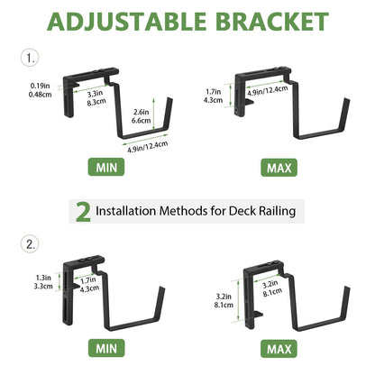 OYEAL Deck Railing Planter Box 4 Pack Window Boxes Planters with Adjustable Brackets, 17 Inch Hanging Flower Pots for Plants for Front Porch, Garden Fence, Apartment Patio Balcony Decor, Grey