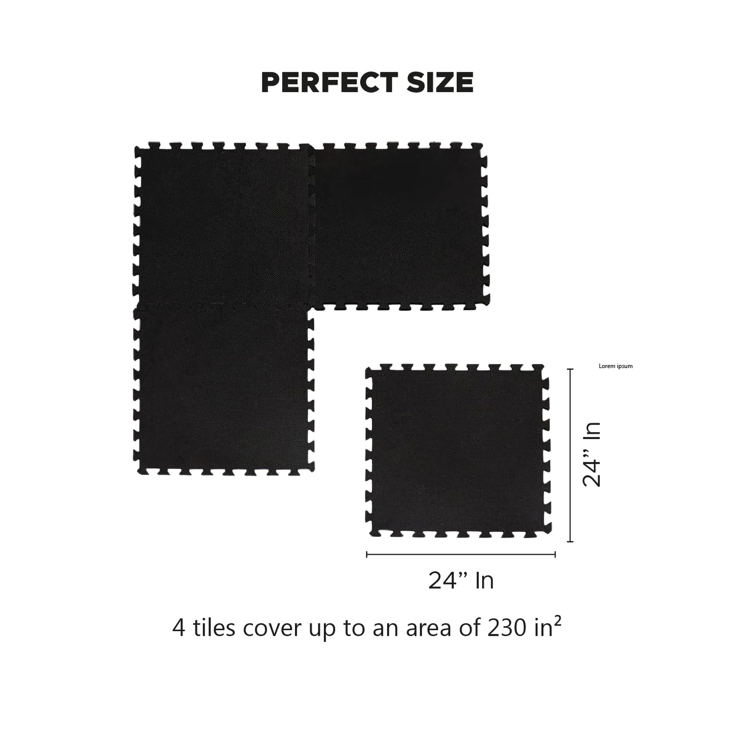 Puzzle Exercise Mat, Set of 24 Foam interlocking floor tiles, Protective Flooring, Interlocking Foam Floor, Non-Slip Tiles for Fitness Equipment Workout Cushion and Floor Protection (6 Set of 24x24in)