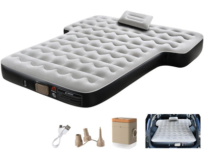Coverado SUV Air Mattress, Thickened Flocked-Top Car Air Mattress with Wireless Built-in Pump, Pillows, Patch Kit & Carry Bag, Quick&Easy Set Up, SUV Mattress Camping Bed Universal fit for Most Cars