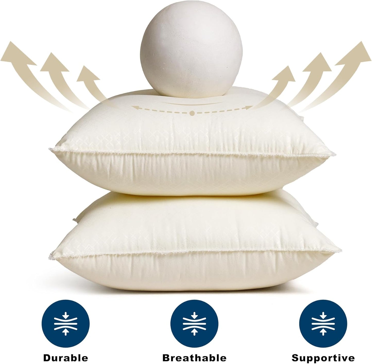 Skiennix 18 x 18 Throw Pillow Inserts - Soft Plush Virgin Fiber Filling | Decorative Couch Sofa Bed Pillows - White, Pack of 2