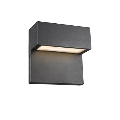 Chloe Lighting Campbell LED Outdoor Wall Sconce, Textured Black, 6in Tall, Glass