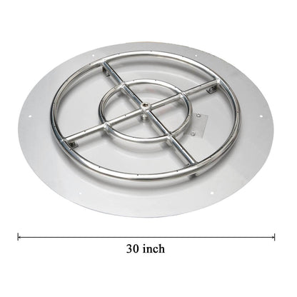 Stanbroil Stainless Steel 30" Round Flat Fire Pit Pan w/24 Fire Burner Ring Installed, BTU 296,000 Max
