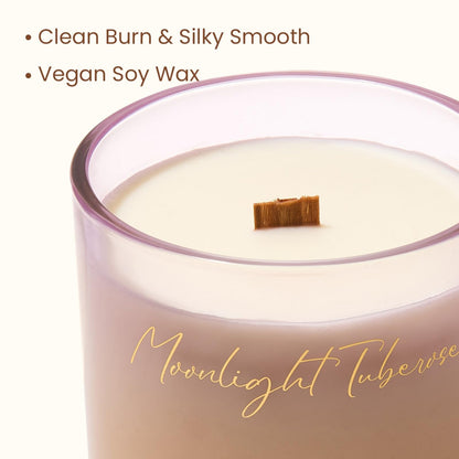 M&SENSE 16.6oz Natural Soy Large Jar Candle with Wooden Wick | Moonlight Tuberose Scent | 95-Hour Burn & Long-Lasting Burn | Housewarming Gift for Men and Women