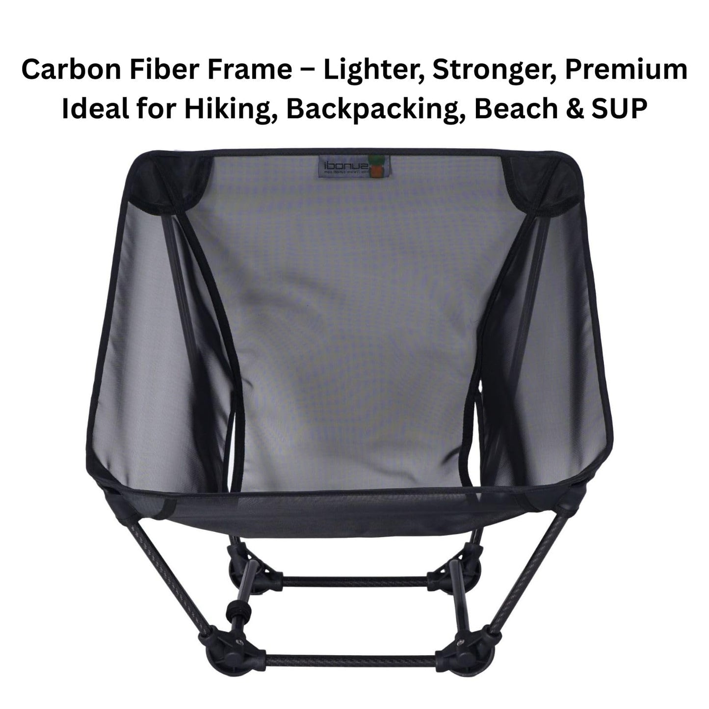 Ultralight Backpacking Chair,Carbon Fiber Legless Ground Chair,Folding Camping Chair,Lightweight Portable for Adults,Hiking,Camping,Picnic,Fishing,RV,Balcony,Paddleboard,Beach,Indoor (Black)