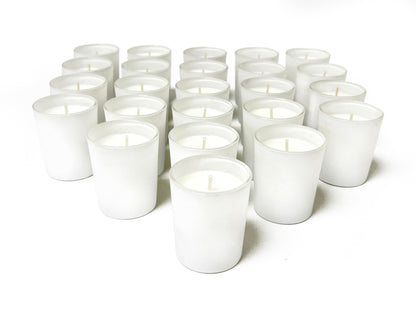 Simply Soson Votive Candles Bulk, 24 Filled White Votive Candle Holder, 10 Hours Burn time, Small Bulk Candles, Unscented Candle, Candle Votives for Wedding, Holiday