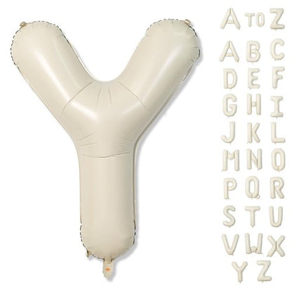 Cream Y Letter Balloons, 40 Inch Alphabet Foil Name Beige Balloon, Large Self Inflating Balloon Letters Y, White Sand Mylar Helium Custom Letter Balloon for Girls Birthday Party Baby Shower Decoration