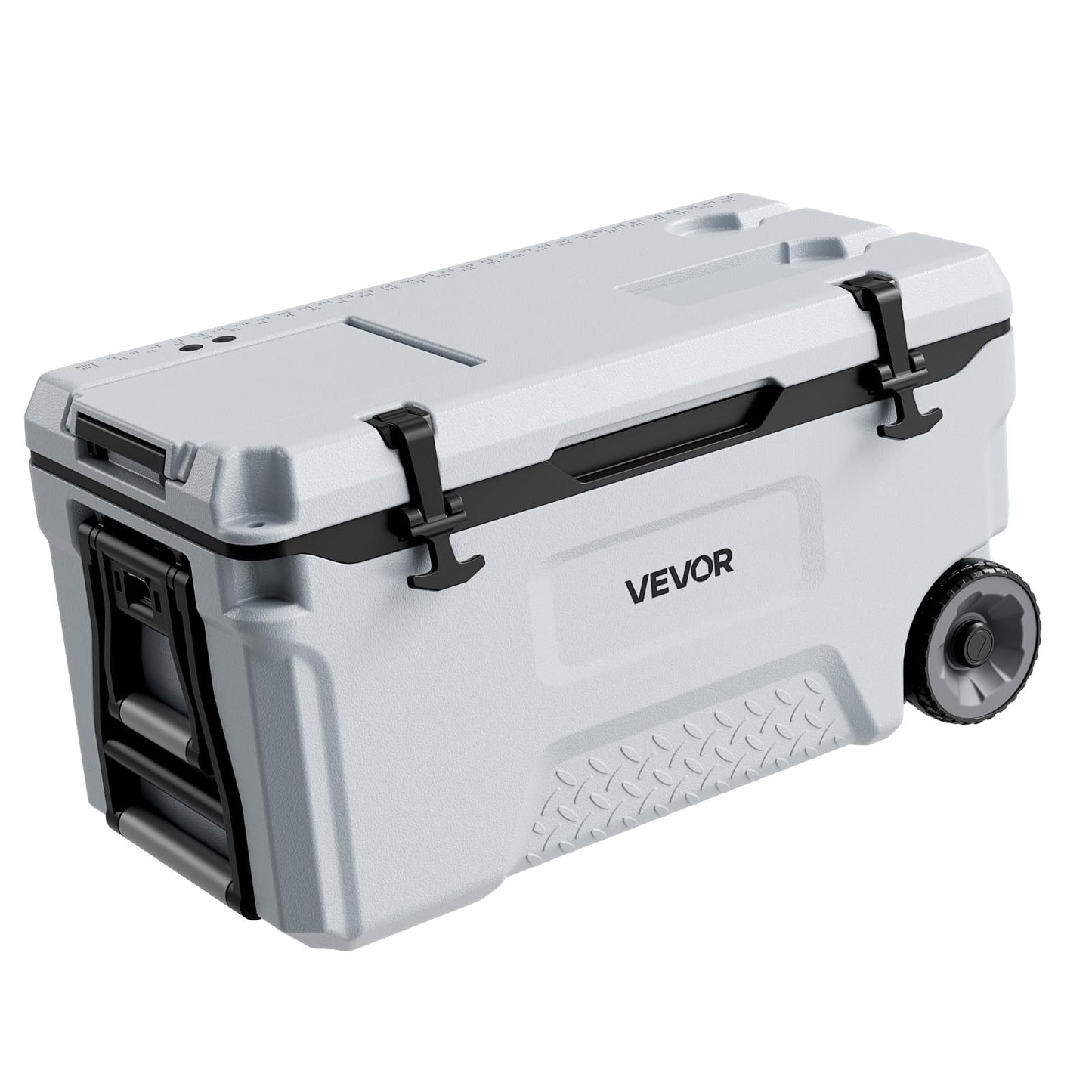 VEVOR Hard Cooler, 52QT Portable Rolling Cooler with Wheels, Leak-Resistant Coolbox Keeps Contents Cool for 48 Hours, Ice Retention Insulated Chests, Ultra-Light for Outdoor Picnics, Grill, Camping